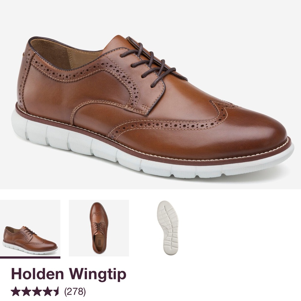 Johnston & Murphy Tan Leather Wingtip Derby Sneakers - Picture 9 of 11